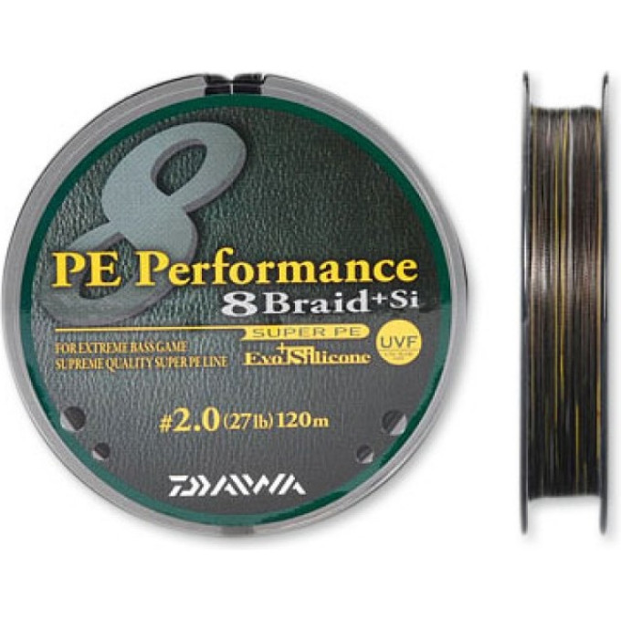 Плетеная леска DAIWA PE Performance 8 Braid + Si / #2 (12,5 кг) - 120м (тёмно-коричневая)