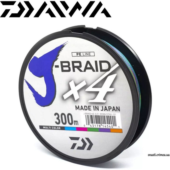 Шнур DAIWA J-Braid X4E 300м 0,17мм Multi Color