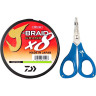 Шнур DAIWA J-Braid X8E-W/SC 0,18мм 135м chartreuse + ножницы